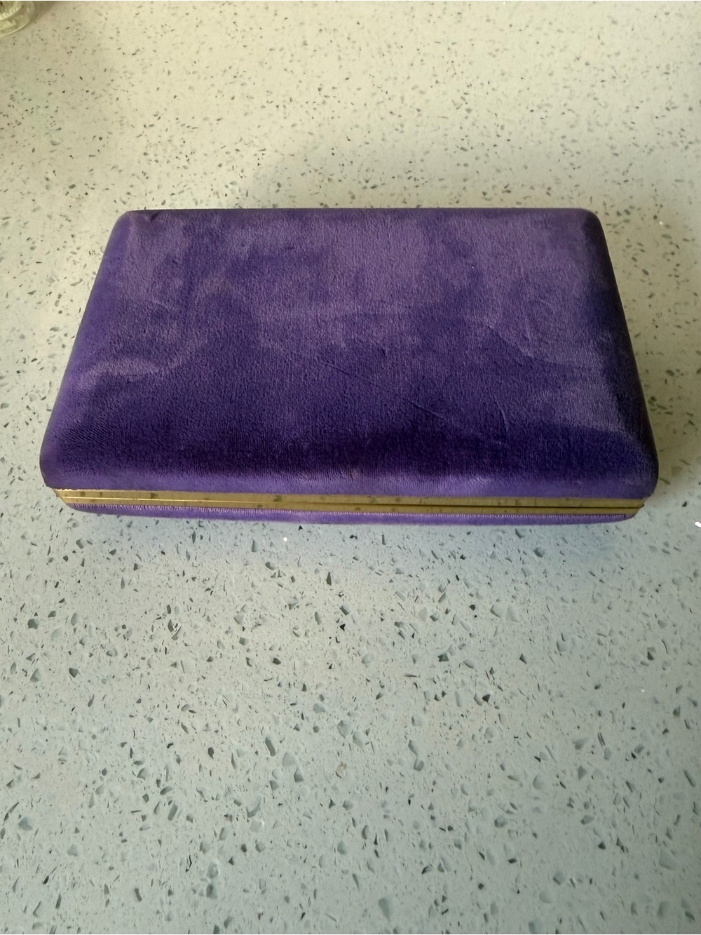 Vintage Purple Velvet Jewelry Box with Gold Trim